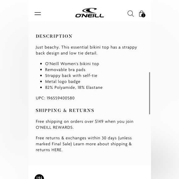 O’NEILL bikini top, BRIGGS HUNTINGTON BRALETTE TOP - Picture 8 of 9